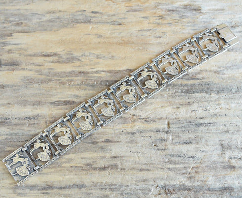 Vintage 1930s 1940s panel silver bracelet